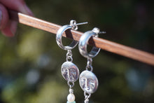 Load image into Gallery viewer, Moon + Jade Stud Hoops
