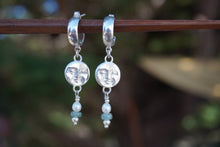 Load image into Gallery viewer, Moon + Jade Stud Hoops
